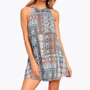 Lulus Boho Print Sleeveless Swing Mini Dress | Size Small
